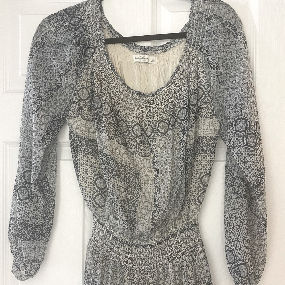 Abercrombie & Fitch Gray Patterned Maxi Dress